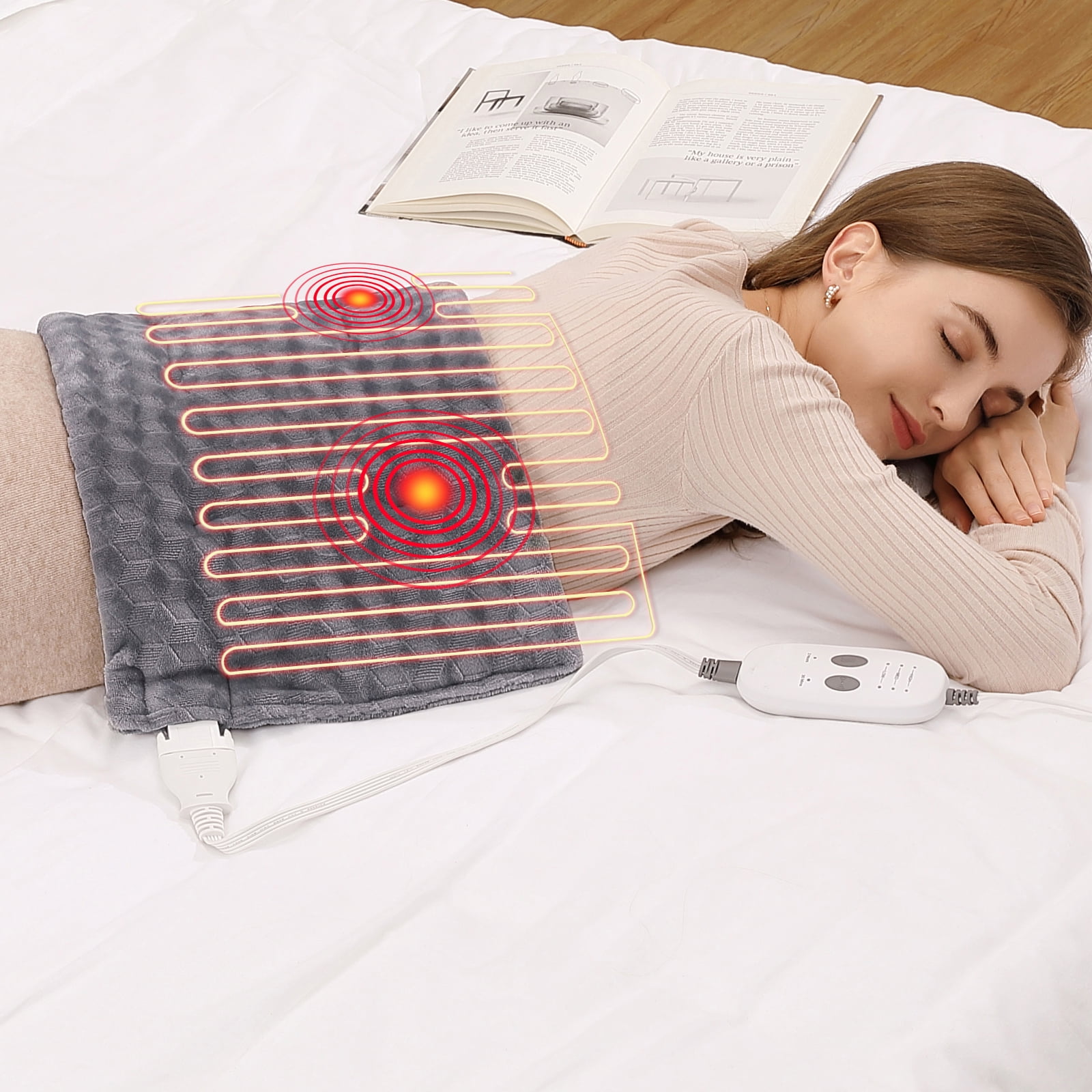 WhizMax Weighted Heating Pad with Massaging Vibration for Pain Relief , 3 Heating Levels & 3