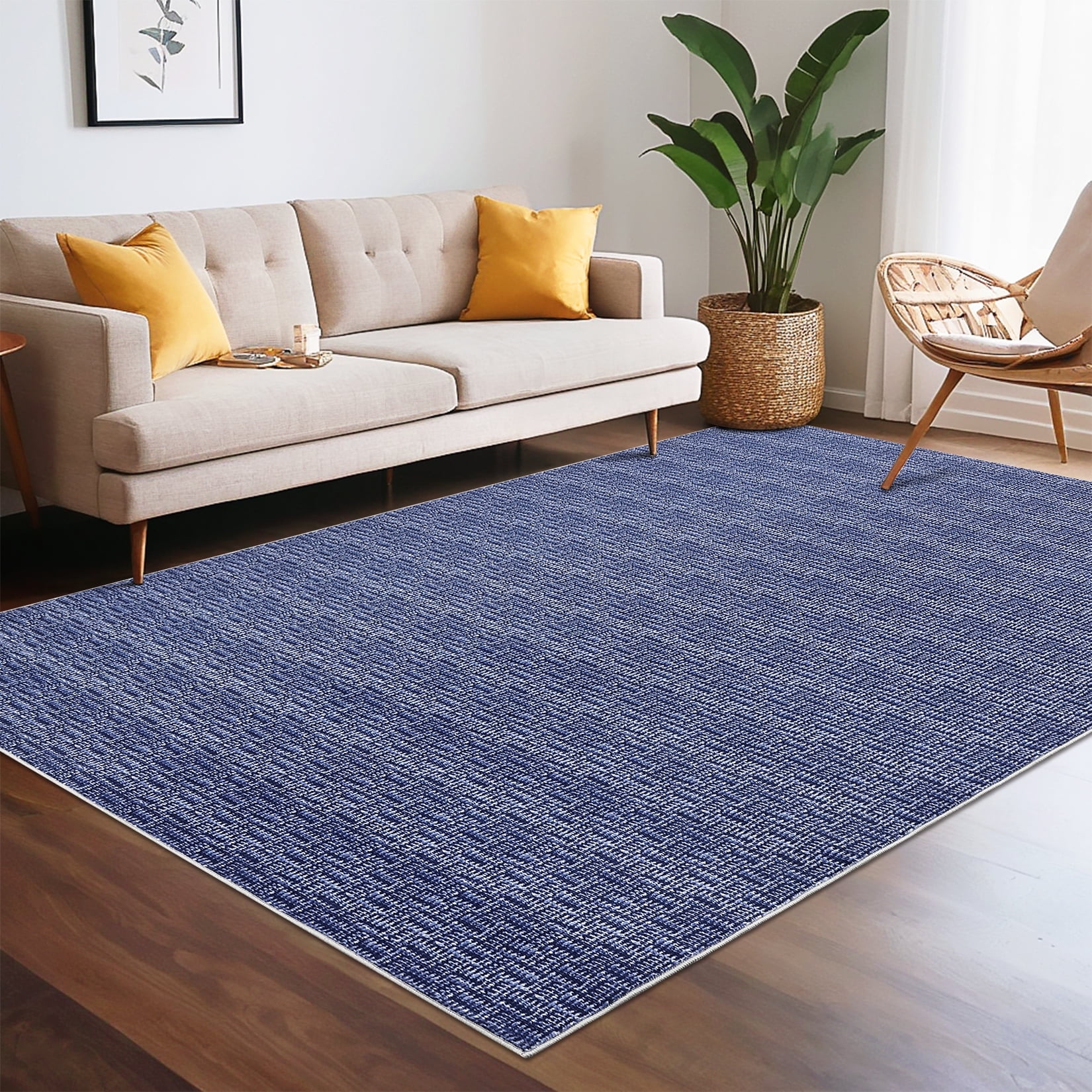 Garvee 10'x13' Area Rug Modern Area Rugs for Living Room Bedroom Farmhouse Non Slip Low Pile Rugs, Blue