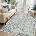 thumbnail image 1 of Garvee 10'x13' Large Area Rug Vintage Distressed Rug Floral Rug Non Slip Low Pile Rugs for Living Room Bedroom, Gray, 1 of 8