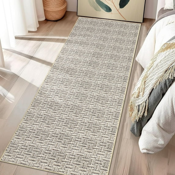 Garvee 2'x6' Kitchen Runner Rug Modern Farmhouse Rug Washable Rug Anti-Slip Bedroom Rugs for Laundry Room, Beige Gray
