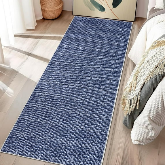 Garvee 2'x6' Kitchen Runner Rug Modern Farmhouse Rug Washable Rug Anti-Slip Bedroom Rugs for Laundry Room, Blue