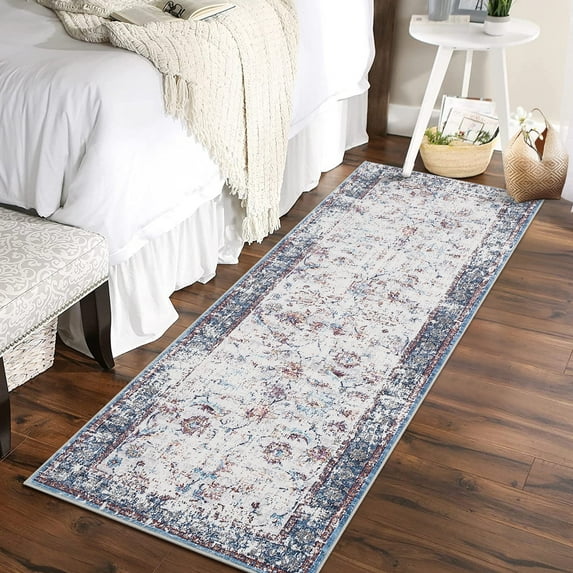 Garvee 2'x6' Runner Rug Vintage Distressed Runners Floral Rugs Non-Slip Bedsides Rug for Laundry Room Kitchen Hallway, Multi