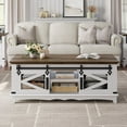 thumbnail image 1 of Whizmax 48" Coffee Table, Large Living Room Table with Sliding Barn Door and Storage, Rectangular Center Table with Adjustable Shelves, 1 of 7