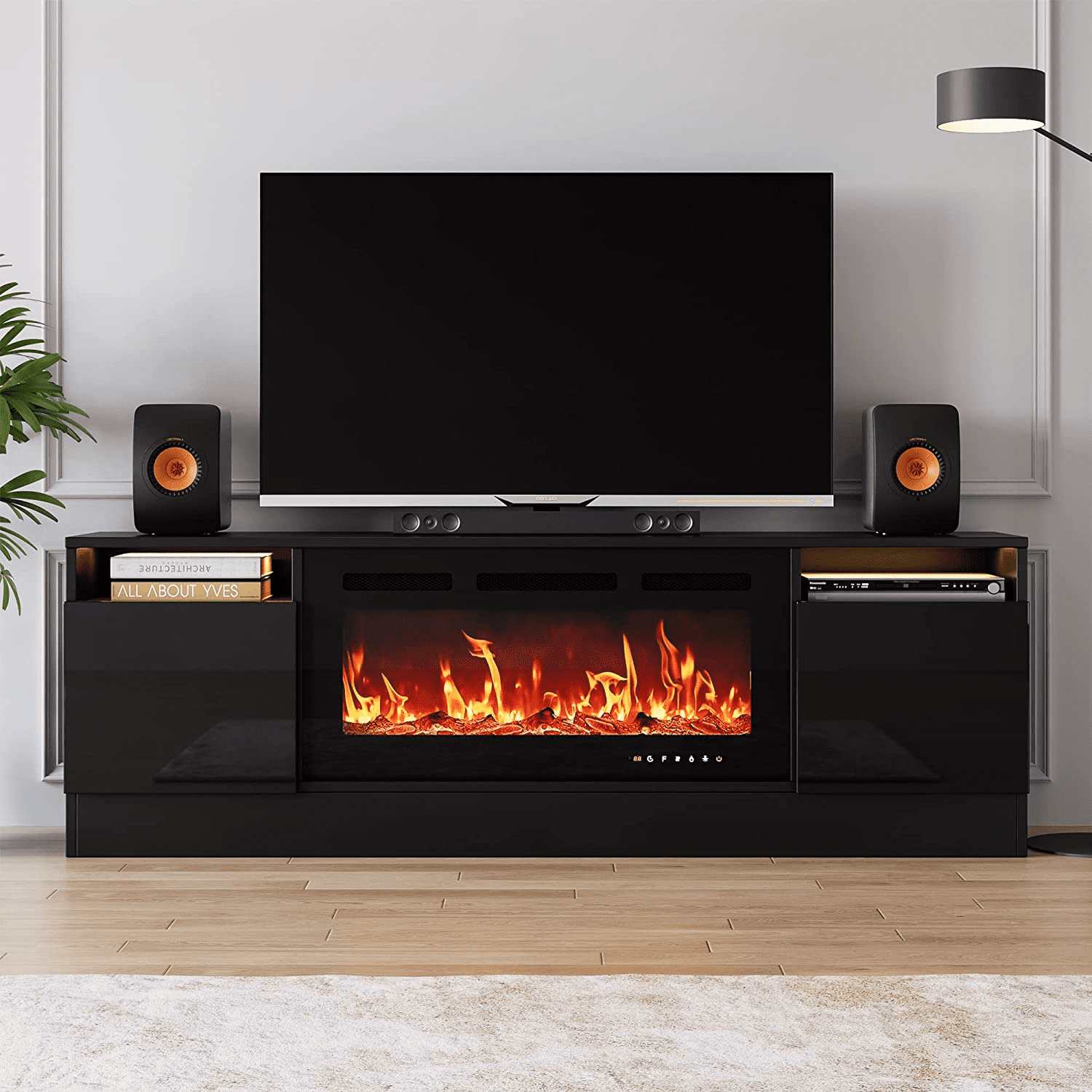 Whizmax 70" Fireplace TV Stand Remote Control LED Lights 36" Electric