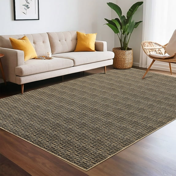 Garvee 9'x12' Area Rug Modern Area Rugs for Living Room Bedroom Farmhouse Non Slip Low Pile Rugs, Brown
