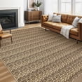 thumbnail image 1 of Garvee 9'x12' Contemporary Braided Print Area Rug Low Pile Stain-Resistant Soft Foldable Accent Rug for Dining Room Home Office, Brown, 1 of 8