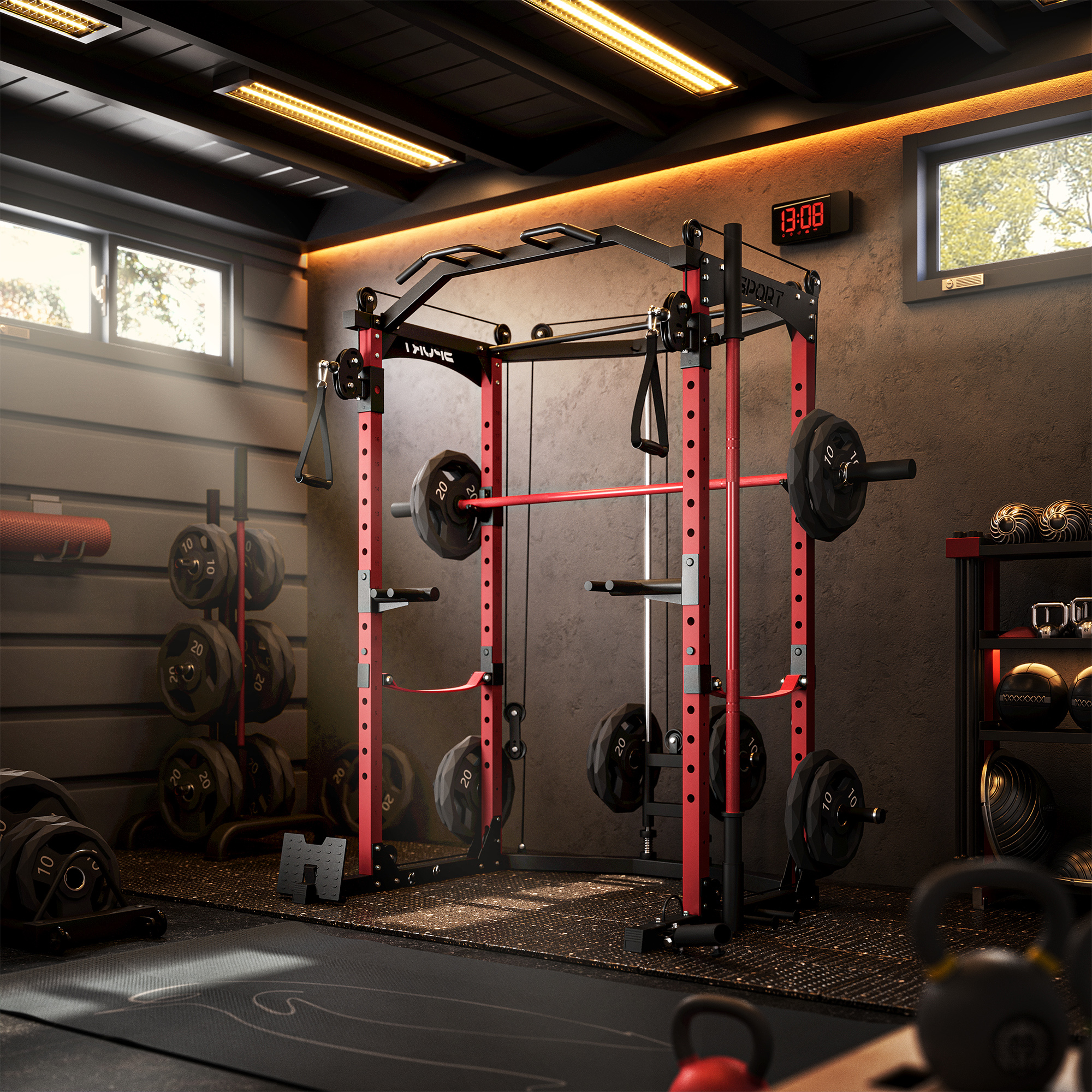 Whizmax Power Rack Cage, 1600 Lbs Weight Rack with Cable Crossover