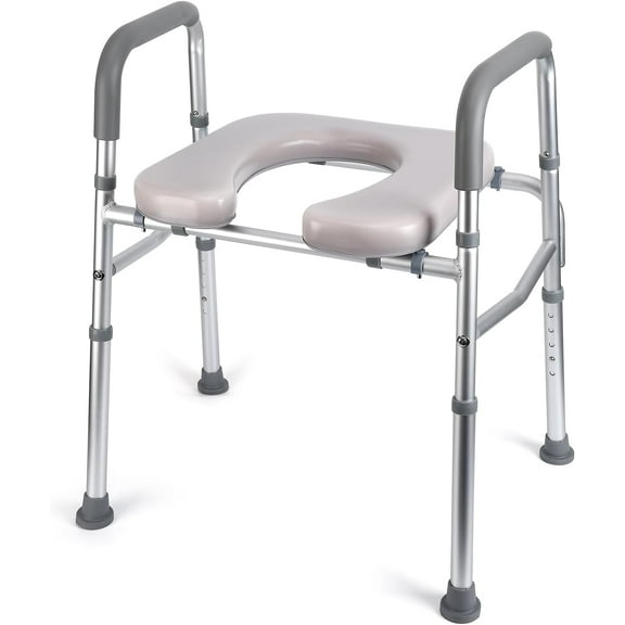 Whizmax Raised Toilet Seat, 350LB Stand Alone Homecare Commode Bathroom Assist Frame for Elderly, Handicapped, Disabled, Adjustable Height, Padded Seat