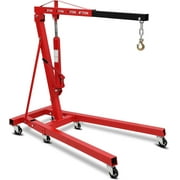 Garvee Engine Hoist, 2 Ton-4000lbs Heavy Duty Folding Hydraulic Car Engine Crane Lifter, Cherry Picker with 6 Iron Caster Wheels, Shop Crane Hoist Lift for Ports,Warehouses,Garage,Factory,Orange