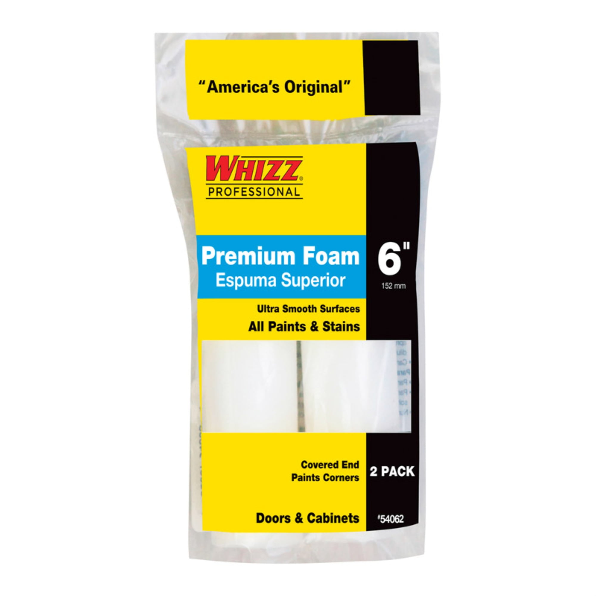 Whizz 54062 Premium Foam High Density Refill Roller 6", White, Pk/2