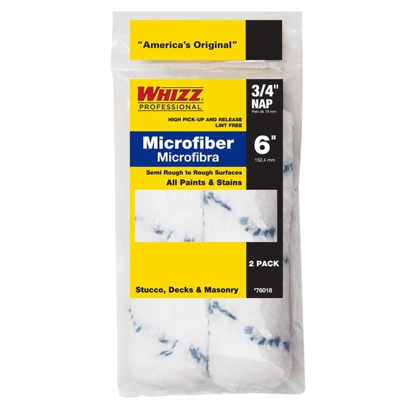 WHIZZ Xtrasorb Microfiber 6" W x 3/4" Mini Paint Roller Cover 2 Pk. - Case of: 1