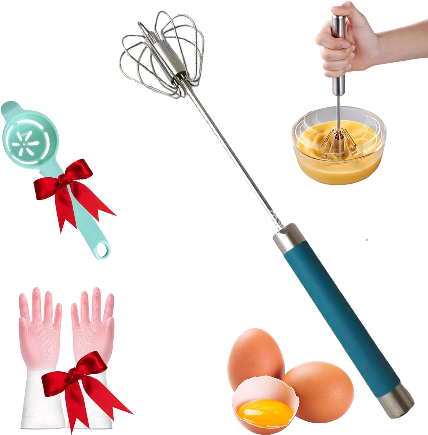 Whizzy Whisk, Stainless Steel Semi-Automatic Whisk, Hand Push Rotary ...