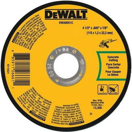 Whl Cut-Off 4-1/2In 0.045In Dewalt 4 To 4-1/2 Inch Wheels DWA8051C 885911266611