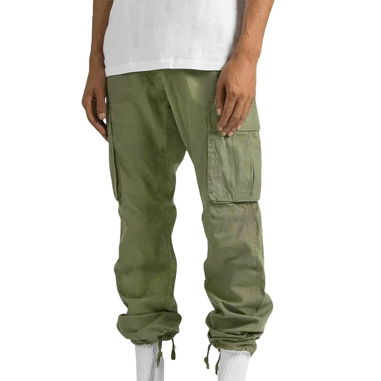 Whlbf Cargo Pants for Men Clearance under 10 Mens and Big Mens Flex Cargo Men Fitness Cargo Pants Trousers Solid Casual Multiple Pockets Outdoor