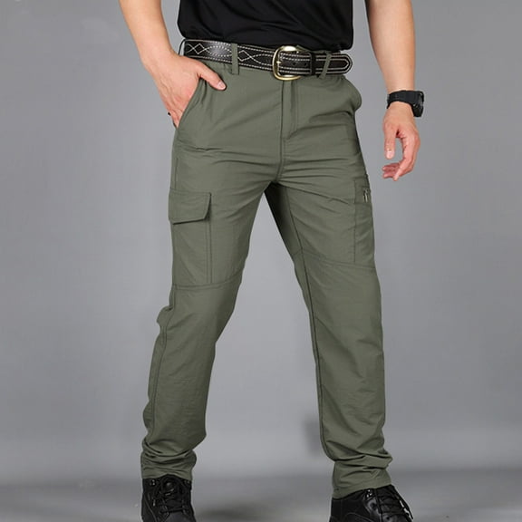 Whlbf Cargo Pants for Men,Mens and Big Mens Flex Cargo,Solid Casual Multiple Pockets Outdoor Straight Type Fitness Pants Cargo Pants Trousers