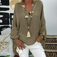 thumbnail image 1 of Whlbf Discounts Women Shirt Plus Size Casual Long Sleeve Solid Color Loose V-neck Blouse Top, 1 of 4