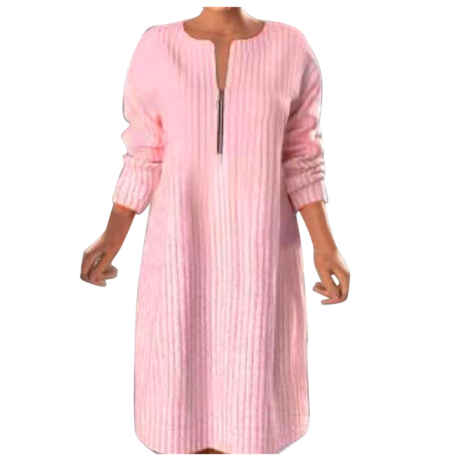 Whlbf Hot Pink Dress for Women Plus Size Long Sleeve Dress,Winter New ...