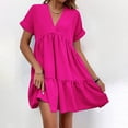 thumbnail image 1 of Whlbf Hot pink Dress for Women Clearance Maxi,Fashion Women Summer Casual V-Neck Short Sleeve Mini Dress, 1 of 6