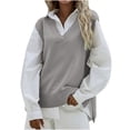 thumbnail image 1 of Whlbf Ladies Vest Sweater Hooded Casual Jacket Slim V-Neck Knit Sleeveless Tops, 1 of 6