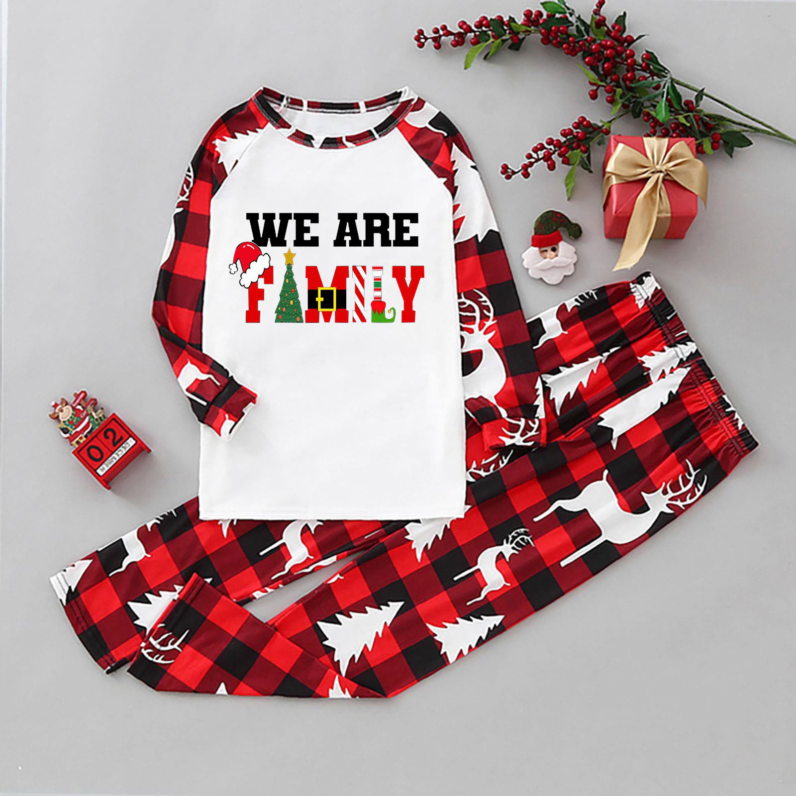 Whlbf Matching Family Christmas Union Suit Pajama Set