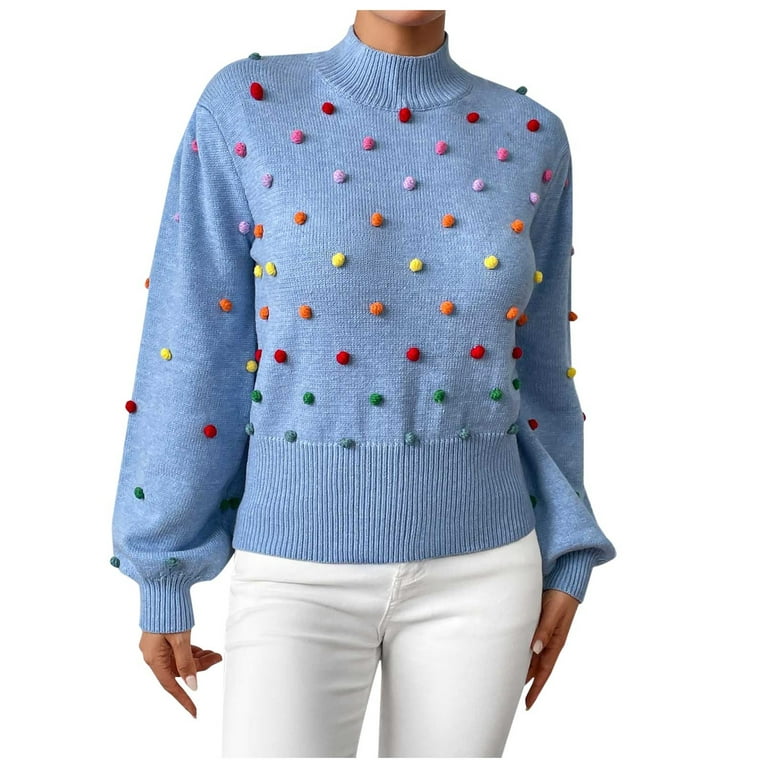 Ladies pom pom pullover best sale