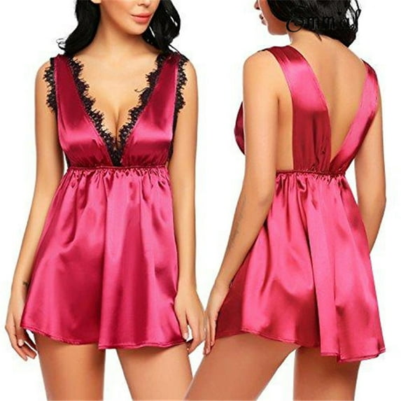 Whlbf Pyjama Set Women Clearance Plus Size Lace Sleepwear Temptation V Neck Underwear Nightdress