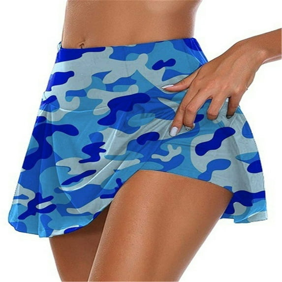 Whlbf Skort for Women Plus Size Clearance under $5,Womens Fake Two-piece Leggings Camouflage Sports Tight Yoga Shorts Skirt