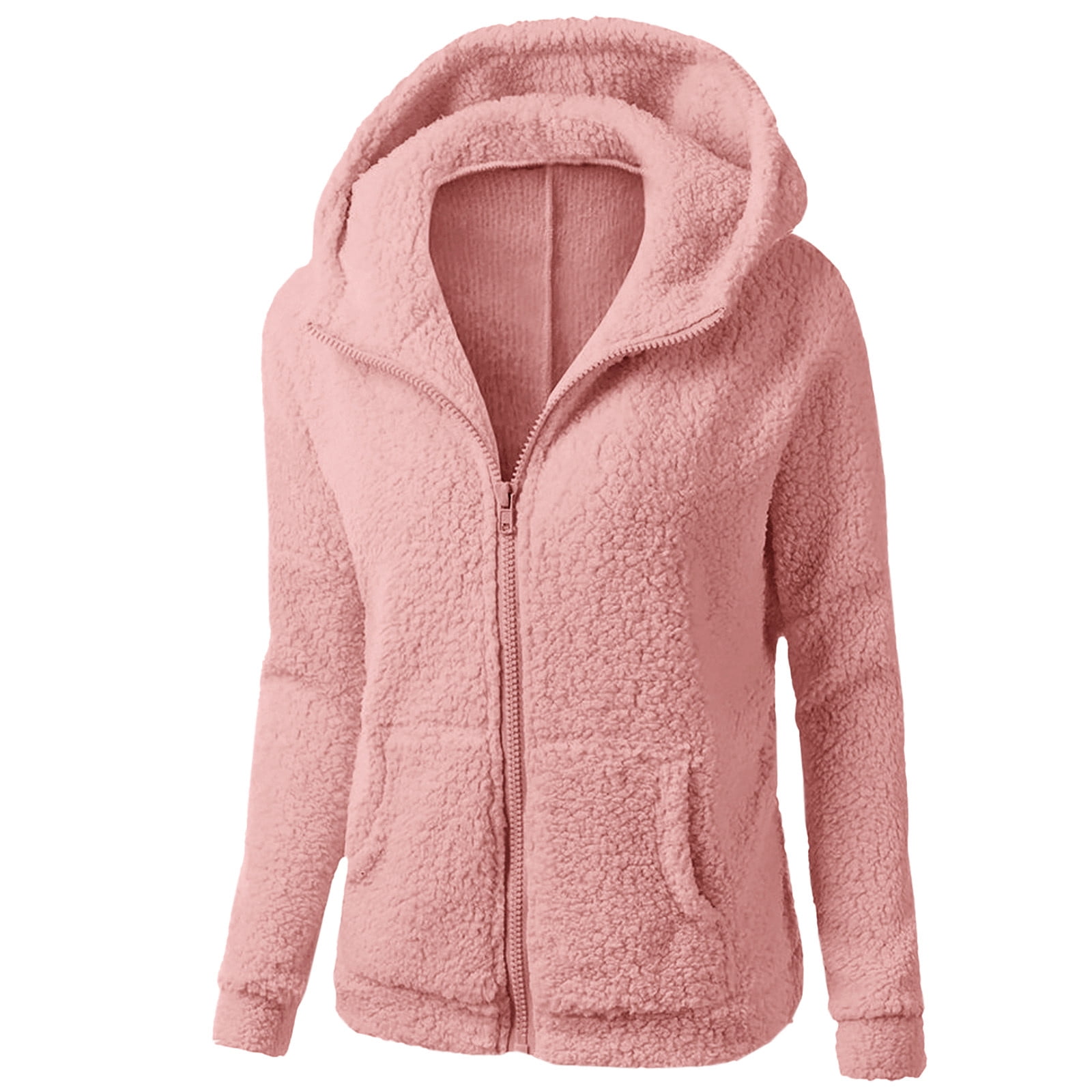 Whlbf Women Hooded Sweater Coat Winter Warm Wool Zipper Long Sleeve Outwear Walmart