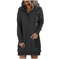 thumbnail image 1 of Whlbf Women's Plus Size Hooded Dress Winter Long Sleeve Solid Dress, 1 of 5