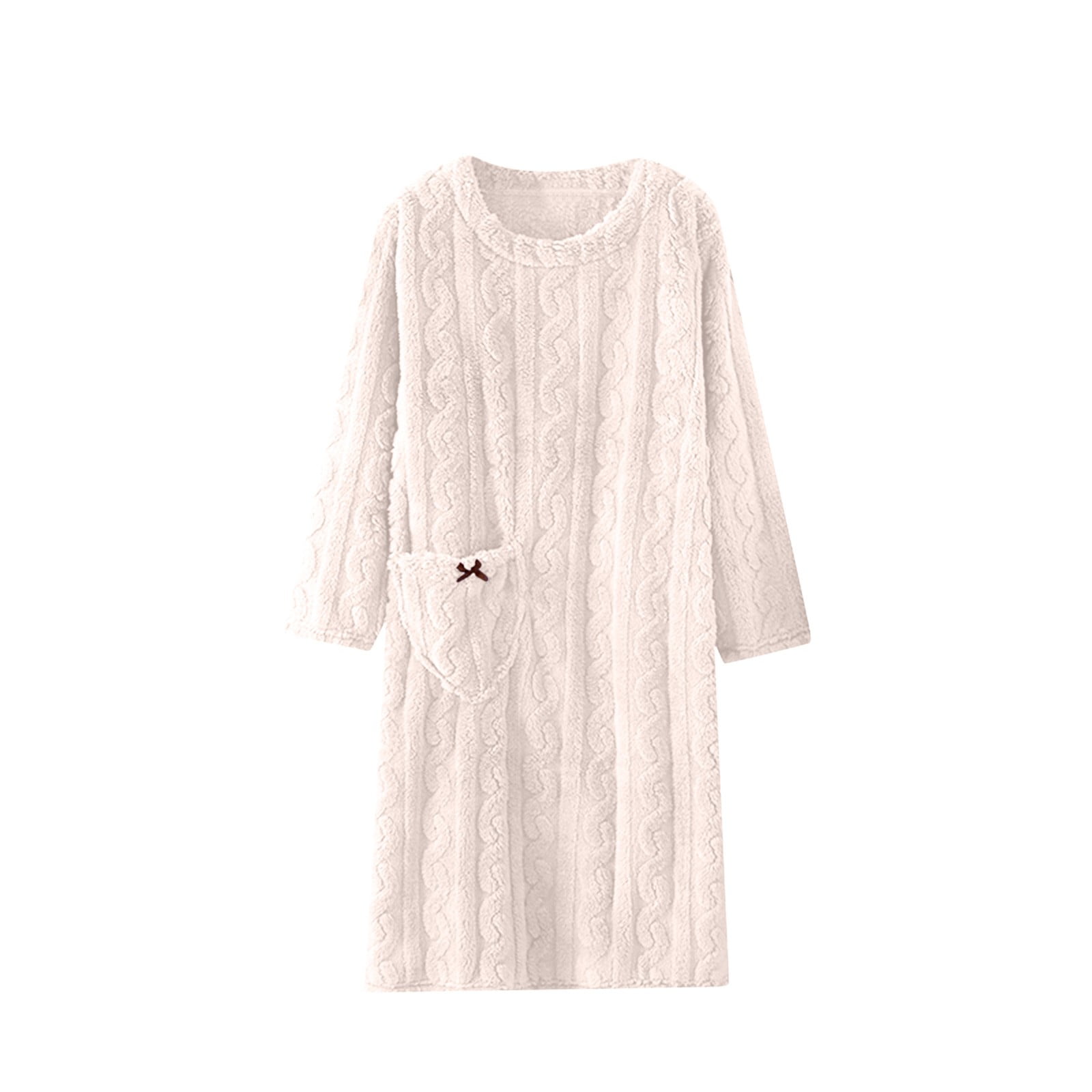Whlbf Womens Dresses Plus Size Clearance Long Sleeve Flannel Nightgown Home  Solid Long Skirt Extended And Thickened Cotton Velvet Pattern - Walmart.com