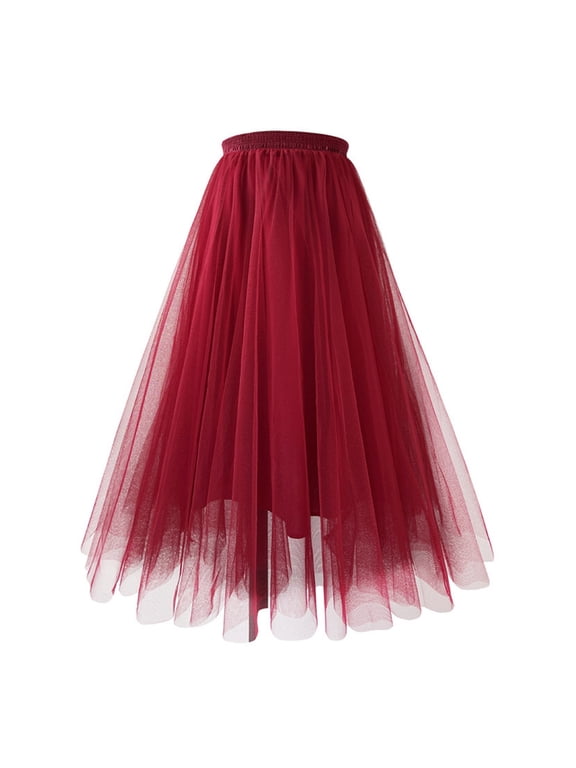 Womens Skirts Midi Length Plus Size,Womens Pleated Gauze Knee Length Skirt Adult Dancing Skirt