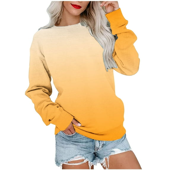 Whlbf Womens Tops Long Sleeve Fall Clearance,Womens Printed T-shirt Long Sleeves Blouse Round Neck Casual Tops Sweatshirt Hoodies