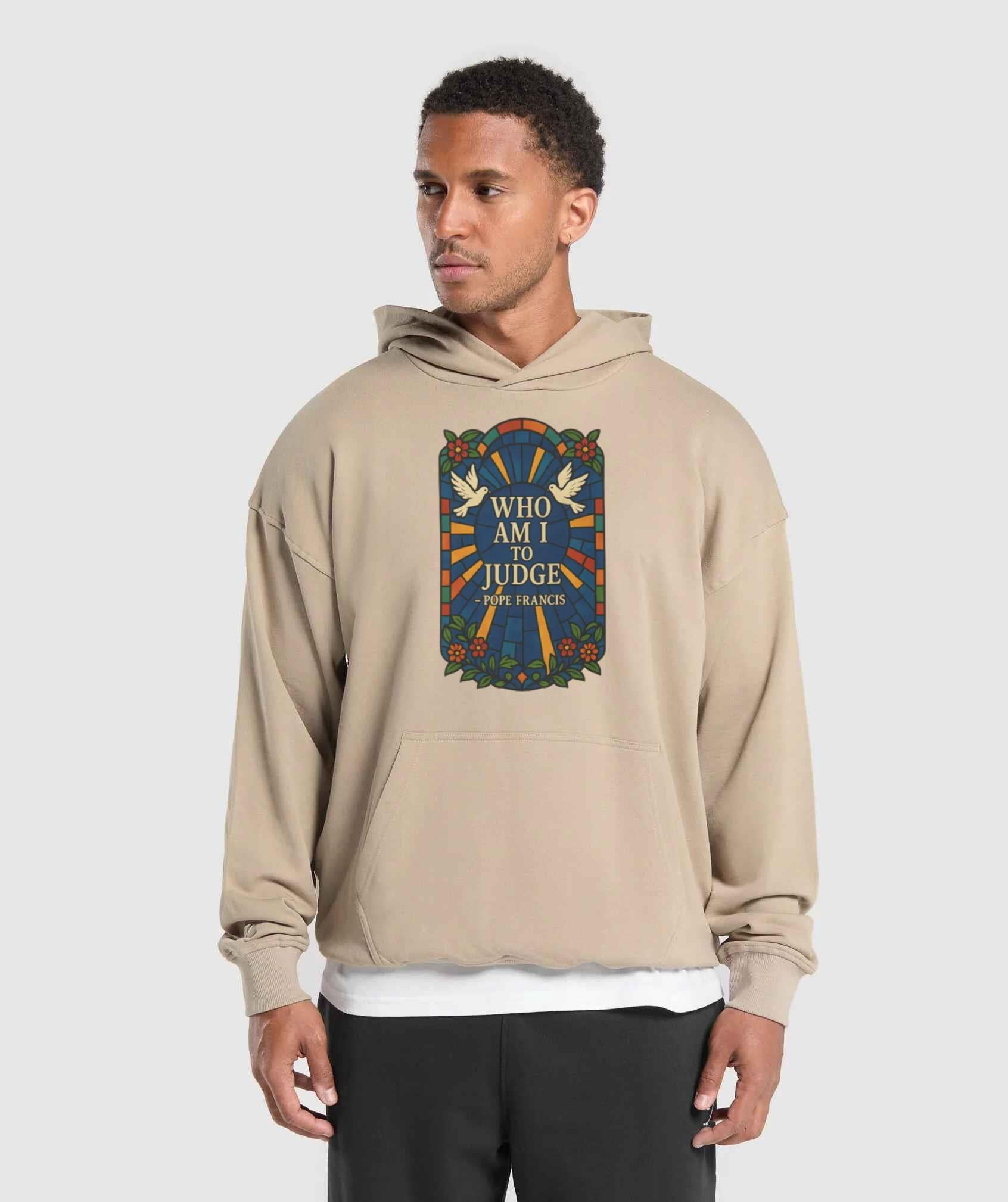 Who Am I To Judge Hoodie Pope Francis Stained Glass Religious Design up ...
