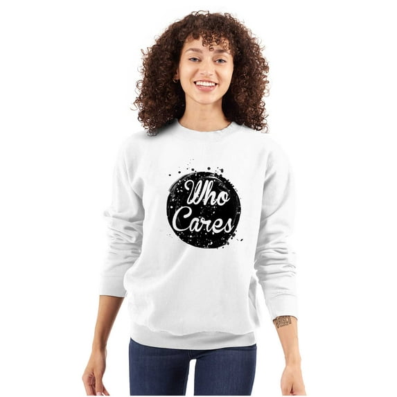 Who Cares Pretty Inspiring Sarcastic Women Plus Size Crewneck Sweatshirt Brisco Brands 3X