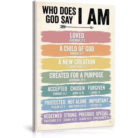 Who Does God Say I Am Bible Verse Poster Vintage Christian Rustic Wall Art