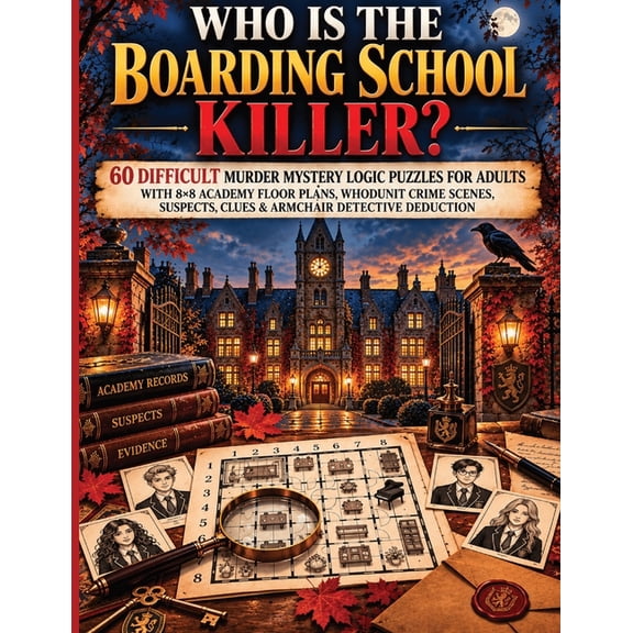 Who Is the Boarding School Academy Killer?: 60 Easy Murder Mystery Logic Puzzles for Adults with 8x8 Academy Floor Plans, (Paperback)