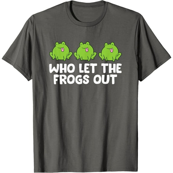 Who Let The Frogs Out Cute Frog Squad Frog Lovers Unisex T-Shirt for Men Women Kids,Charcoal Color,Size 3XL