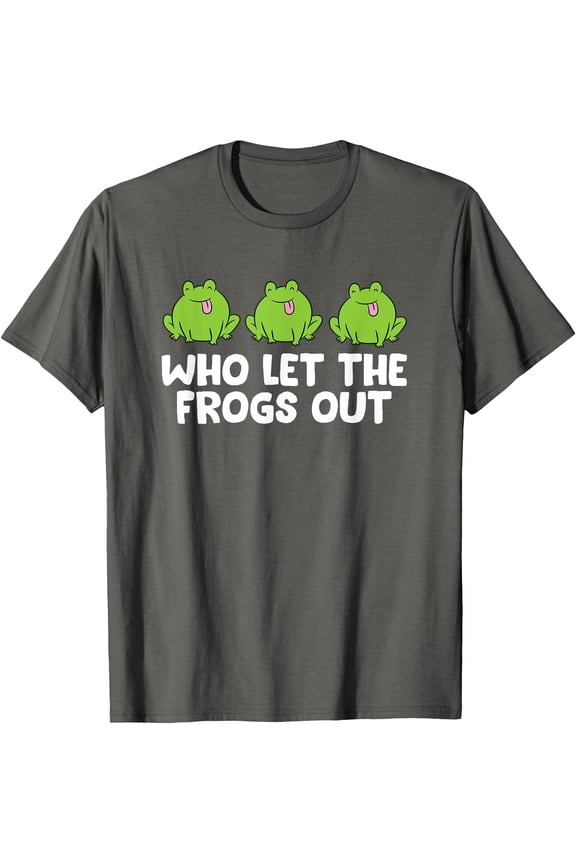 Who Let The Frogs Out Cute Frog Squad Frog Lovers Unisex T-Shirt for Men Women Kids,Charcoal Color,Size 4T