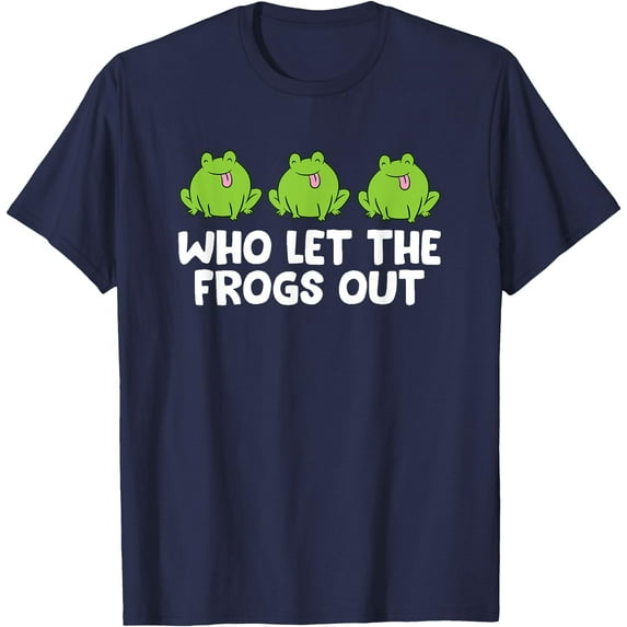 Who Let The Frogs Out Cute Frog Squad Frog Lovers Unisex T-Shirt for Men Women Kids,Navy Color,Size YM