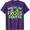 thumbnail image 1 of Who Let The Frogs Out Funny Frog Lovers Unisex T-Shirt for Men Women Kids,Purple Color,Size M, 1 of 5