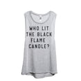 thumbnail image 1 of Who Lit The Black Flame Candle Women's Fashion Sleeveless Muscle Workout Yoga Tank Top Sport Grey Large, 1 of 3