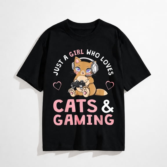 Who Loves Cats and Gaming Cute Gamer Cat T-Shirt