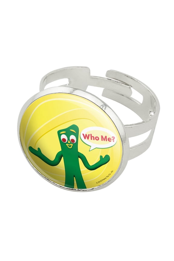 Who Me? - Gumby Clay Art Silver Plated Adjustable Novelty Ring