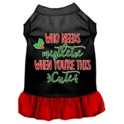 Who Needs Mistletoe Screen Print Dog Dress Black