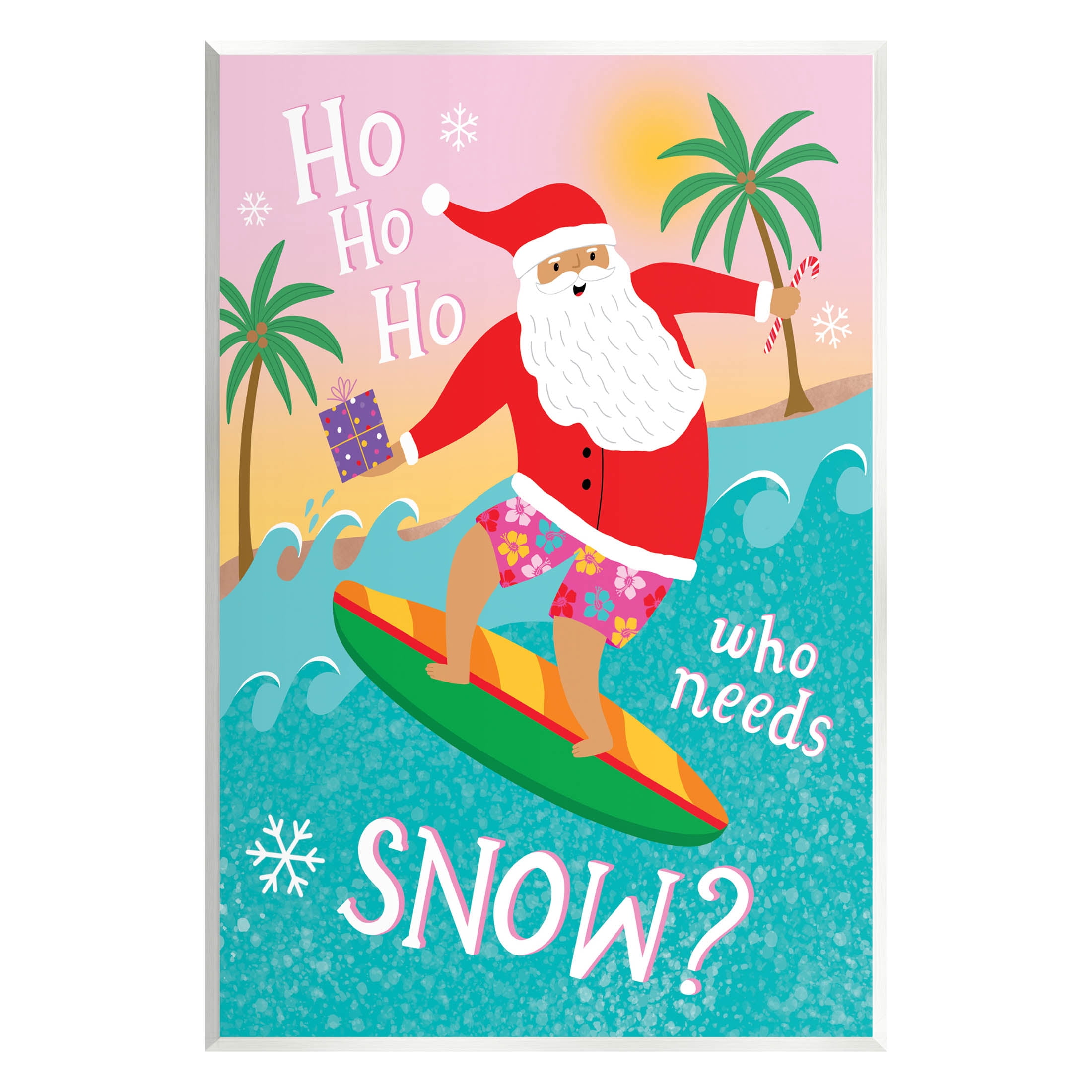 Who Needs Snow Surfing Santa Holiday Graphic Art Unframed Art Print Wall Art