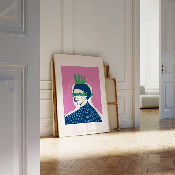 Who Runs The World Art Poster Inspirational Women Portrait, Unframed Canvas Size 16x24 F03.1.14l1906