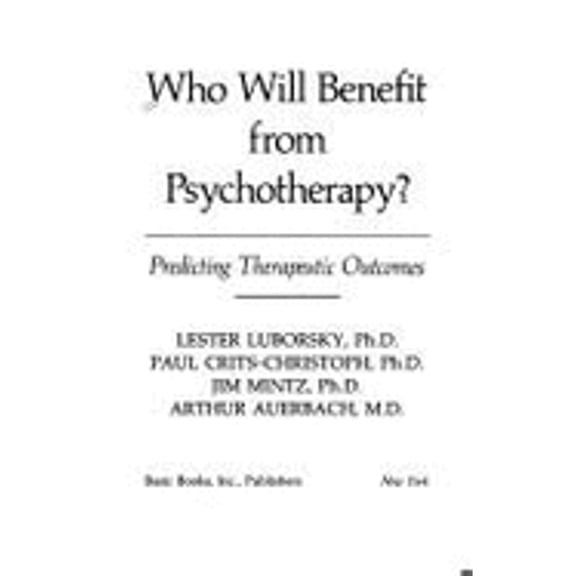 Pre-Owned Who Will Benefit Psy (Hardcover) 046509189X 9780465091898