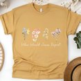 thumbnail image 1 of Who Would Jesus Deport Floral Christian Graphic Unisex T-Shirt, Gold, Size S, 1 of 6