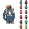 thumbnail image 1 of Who's Afraid Of Little Old Me Halloween Ghost Sweatshirts for Women Long Sleeve Crewneck Cute Ghost Graphic Pullover Tops, 1 of 5