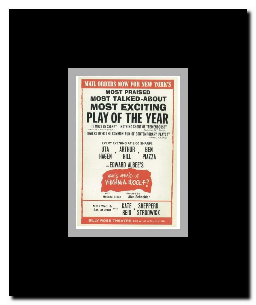 Who's Afraid Of Virginia Woolf (Broadway) Framed Movie Poster